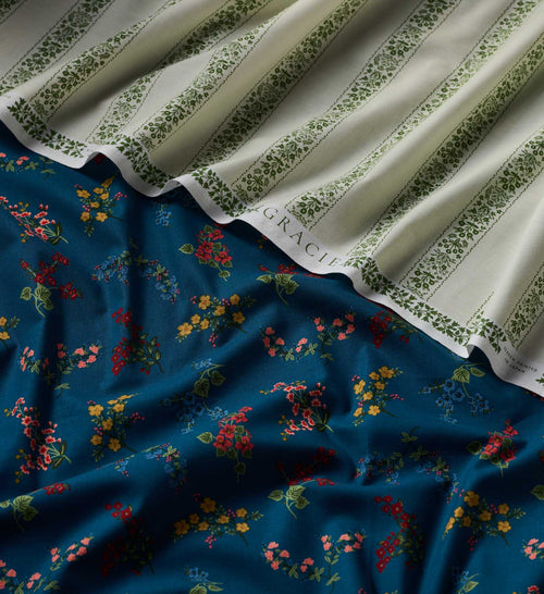Estee Stripe Cotton Fabric - Cream
