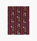 Floral Trellis Stripe Cotton Fabric - Burgundy