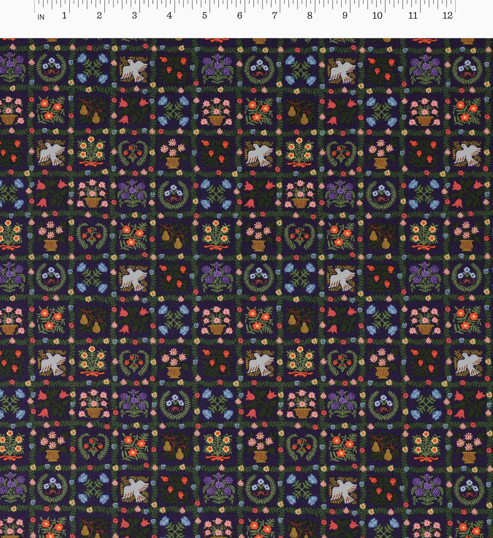 Helena Cotton Fabric - Navy